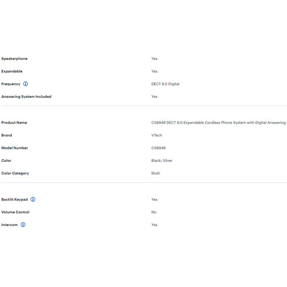 New VTech Phone CS6949 6.0 Cordless/Corded Digital Answering System Caller ID - Picture 9 of 12